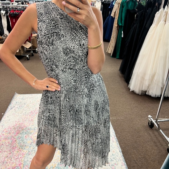 BCBGMAXAZRIA Fit & Flare Sleeveless Cocktail Pleated Asymmetrica size 0 NWT - Picture 5 of 8